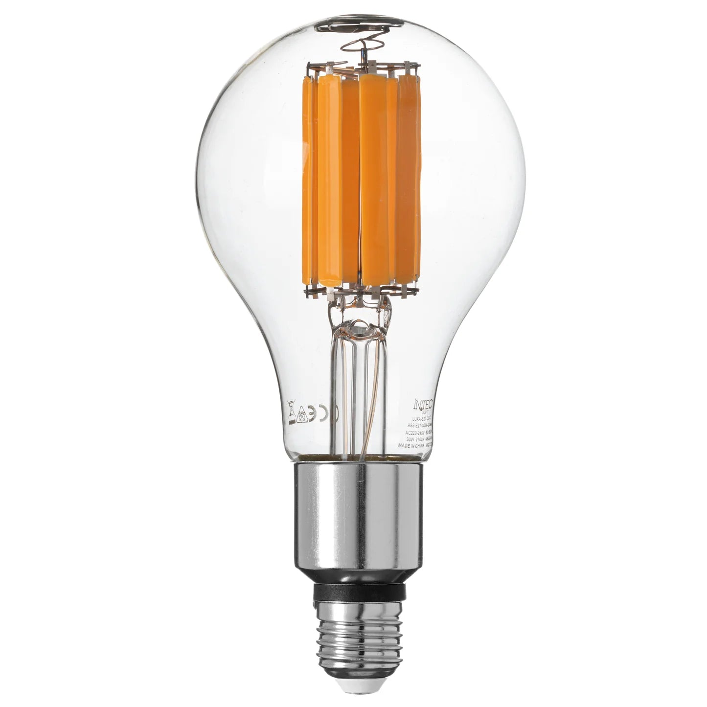 Lampadina LED filamento attacco E27 sfera 23-30W 3500-4500 lumen resa 265-350W 230V Lampadina LED filamento attacco E27 sfera 23-30W 3500-4500 lumen resa 265-350W 230V